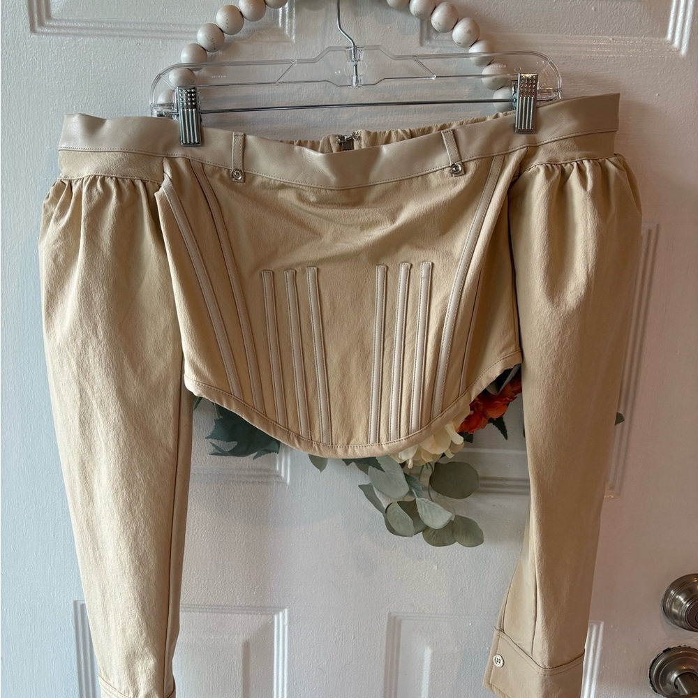 Maniere De Voir Cream Off-Shoulder Corset Top